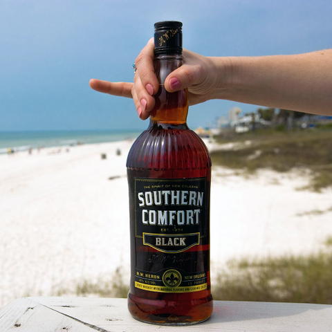 Instagram post by southerncomfort Beach Checklist: Sunscreen✅ Southern Comfort✅ Pinkies out✅ #sotasteful